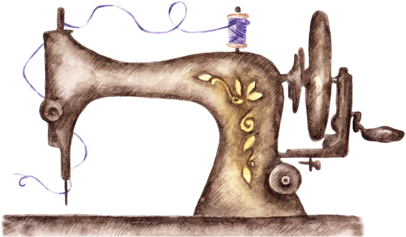 Sewing machine watercolor illustration. Vintage.