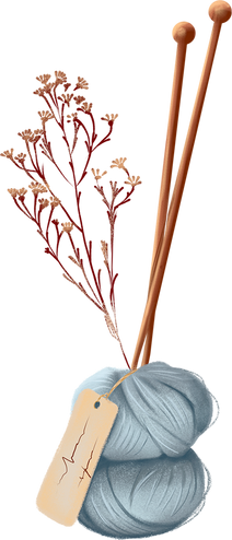 Watercolor knitting. Needlework clipart