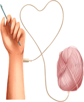 Watercolor knitting. Needlework clipart
